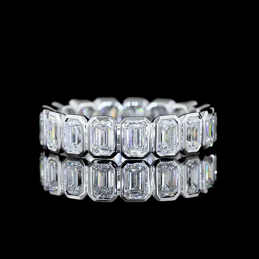 14k White Gold Lab Diamond Emerald 2.54 CTTW Full Eternity Band Sz. 5.75 F VS2