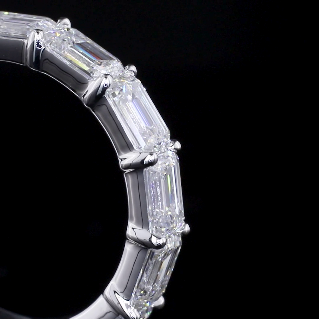 2.48 CTTW Emerald Lab Diamond Half Eternity Eternity Band (F Color and VS1 Clarity)