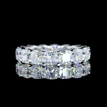 5.27 CTTW Square Cushion Brilliant Lab Diamond Full Eternity Sz. 6 14k White Gold (F Color and VS1 Clarity)