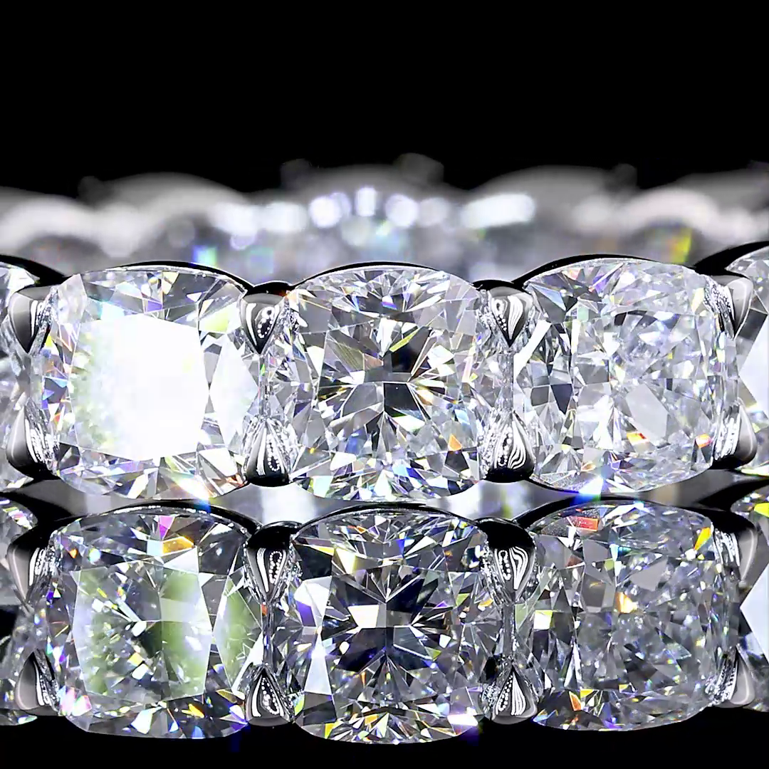 5.27 CTTW Square Cushion Brilliant Lab Diamond Full Eternity Sz. 6 14k White Gold (F Color and VS1 Clarity)