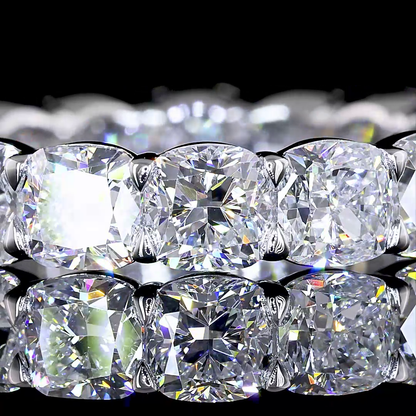 5.27 CTTW Square Cushion Brilliant Lab Diamond Full Eternity Sz. 6 14k White Gold (F Color and VS1 Clarity)