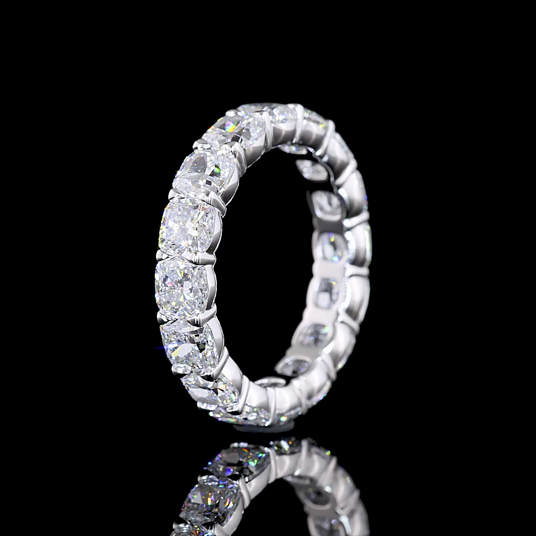 5.27 CTTW Square Cushion Brilliant Lab Diamond Full Eternity Sz. 6 14k White Gold (F Color and VS1 Clarity)