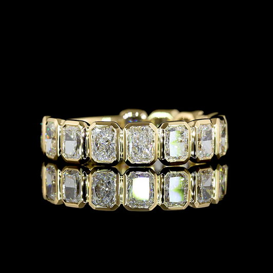 1.89 CTTW Radiant E VS Lab Diamond 3/4 Eternity Band Sz. 5.5 14k Yellow Gold