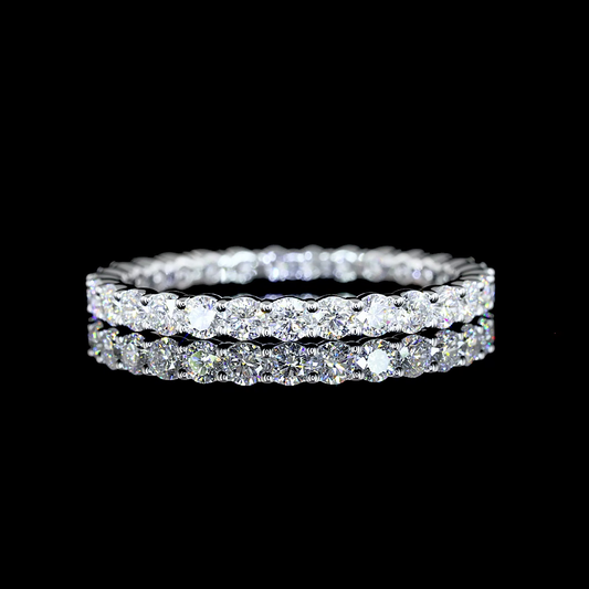 1.04 CTTW Round Lab Diamond Full Eternity Sz. 6.5 14k White Gold (E Color and VS Clarity)