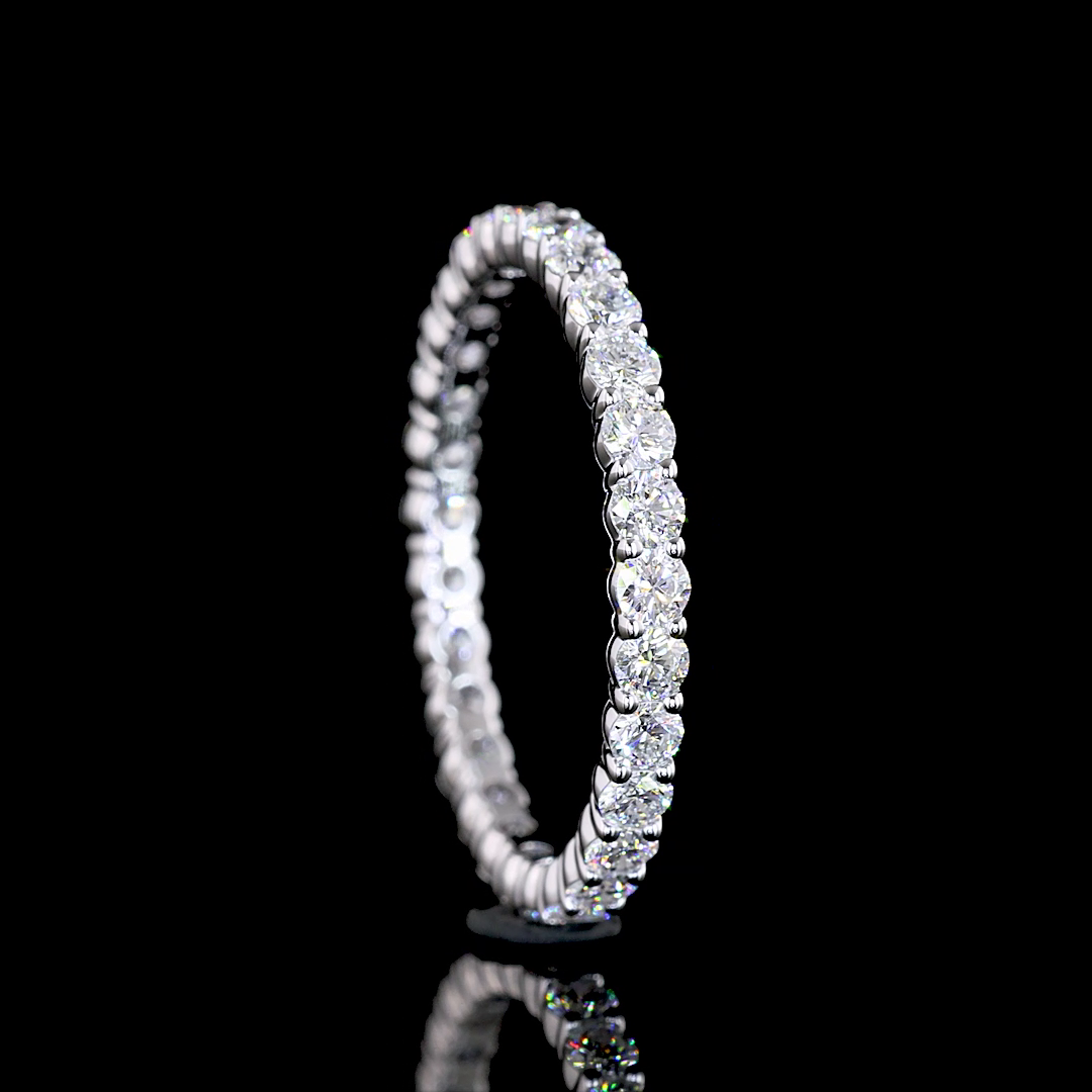 1.04 CTTW Round Lab Diamond Full Eternity Sz. 6.5 14k White Gold (E Color and VS Clarity)