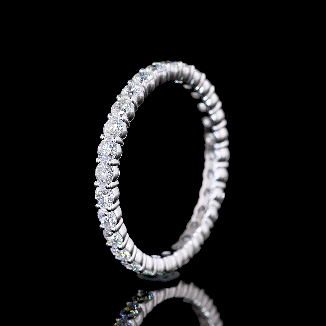 1.04 CTTW Round Lab Diamond Full Eternity Sz. 6.5 14k White Gold (E Color and VS Clarity)
