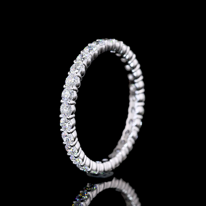 1.04 CTTW Round Lab Diamond Full Eternity Sz. 6.5 14k White Gold (E Color and VS Clarity)