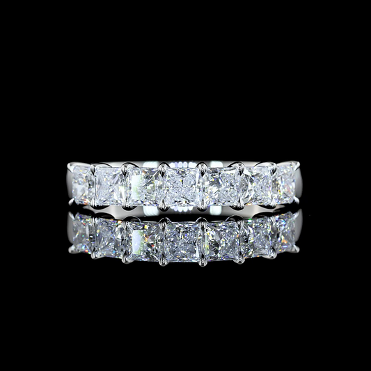 2.10 CTTW Princess Lab Diamond 7 Stones Eternity Band Sz. 7 Platinum (E Color and VS Clarity)