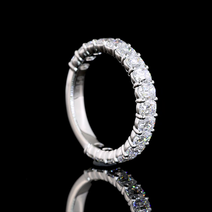 1.78 CTTW Antique Cushion Lab Diamond 3/4 Eternity Band Sz. 4.25 Platinum (E Color and VS Clarity)