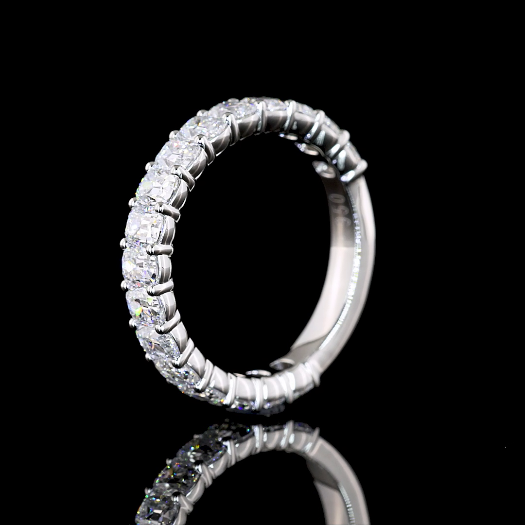 1.78 CTTW Antique Cushion Lab Diamond 3/4 Eternity Band Sz. 4.25 Platinum (E Color and VS Clarity)