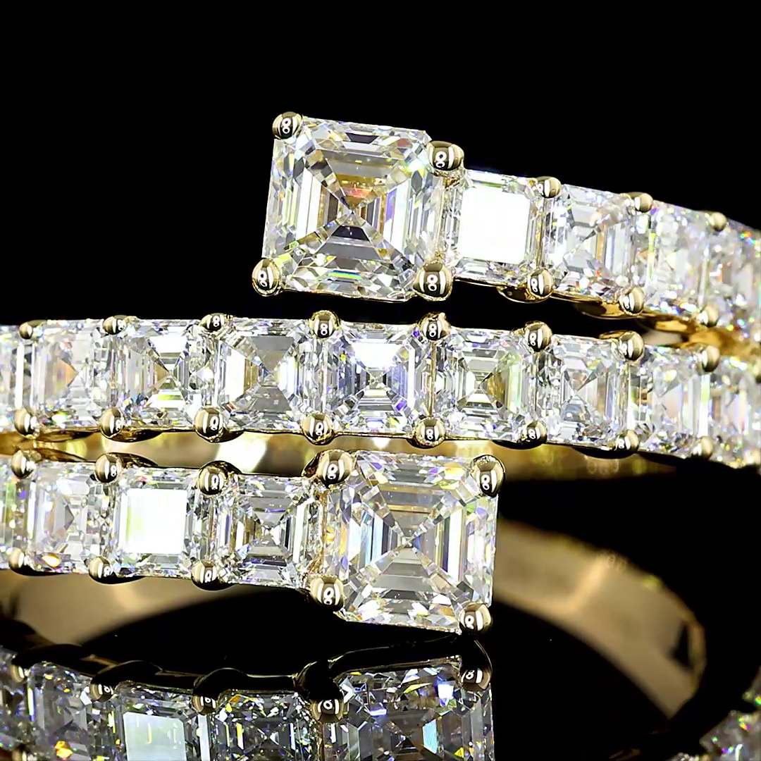 2.68 CTTW Asscher Lab Diamond Special Eternity Band Sz. 6 14k Yellow Gold E Color and VS Clarity jewelry-spot-usa