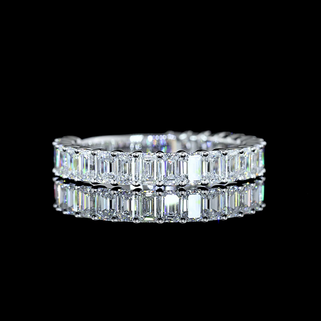 2.03 CTTW Emerald Lab Diamond 3/4 Eternity Band Sz. 6.5 14k White Gold (E Color and VS/VVS2 Clarity)