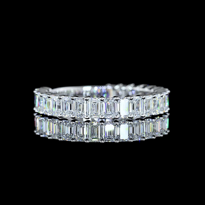 2.03 CTTW Emerald Lab Diamond 3/4 Eternity Band Sz. 6.5 14k White Gold (E Color and VS/VVS2 Clarity)