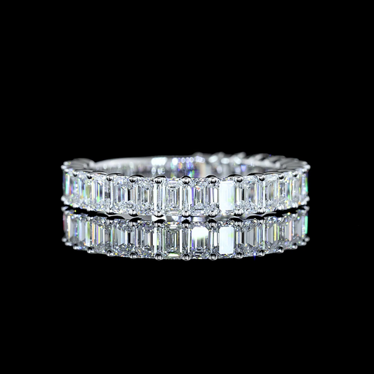 2.03 CTTW Emerald Lab Diamond 3/4 Eternity Band Sz. 6.5 14k White Gold E Color and VS Clarity jewelry-spot-usa