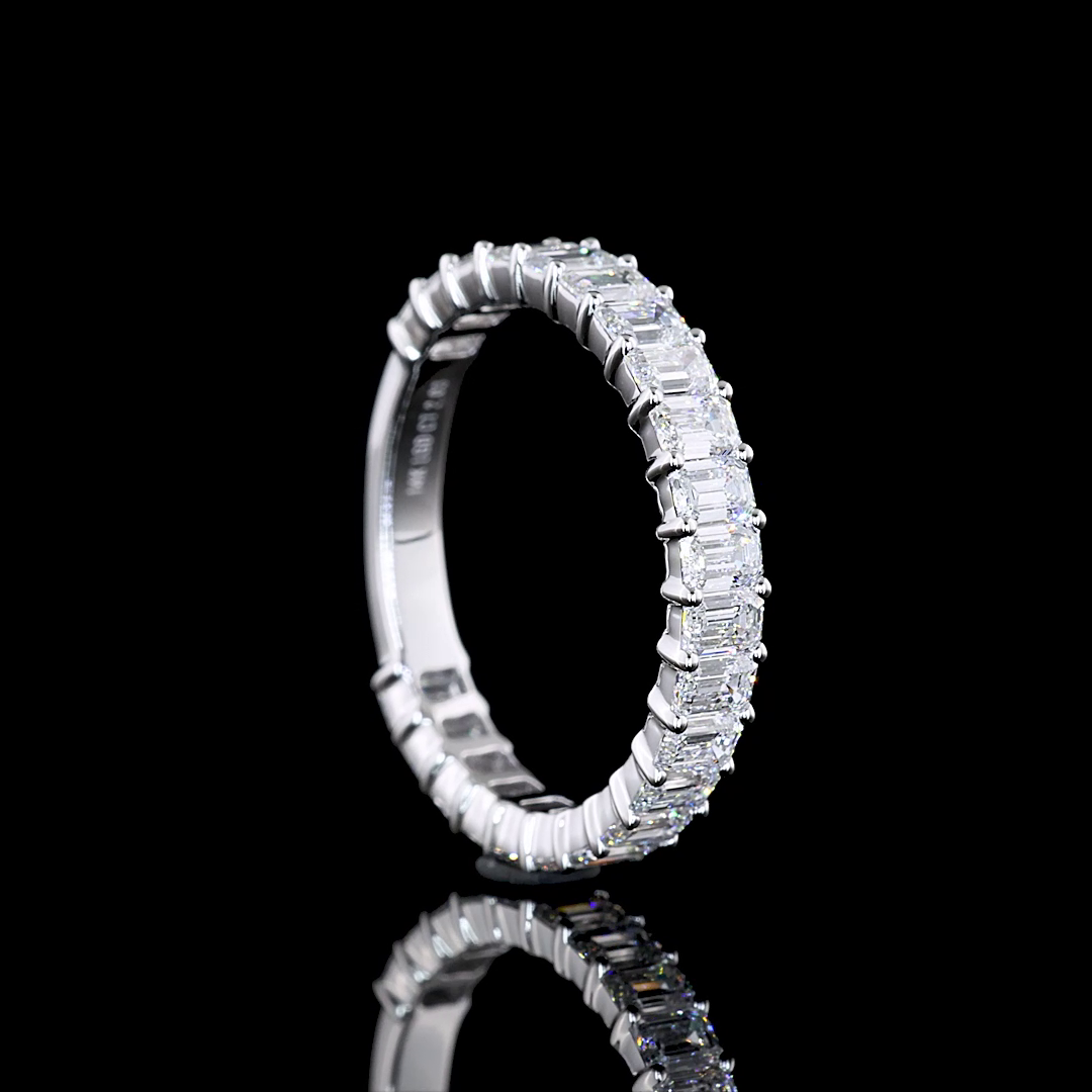 2.03 CTTW Emerald Lab Diamond 3/4 Eternity Band Sz. 6.5 14k White Gold (E Color and VS/VVS2 Clarity)