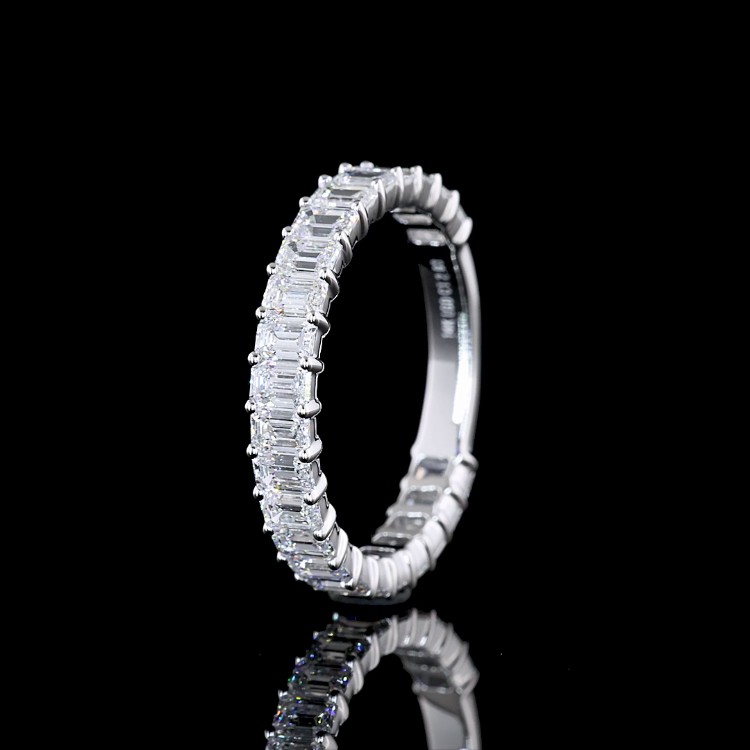 2.03 CTTW Emerald Lab Diamond 3/4 Eternity Band Sz. 6.5 14k White Gold (E Color and VS/VVS2 Clarity)