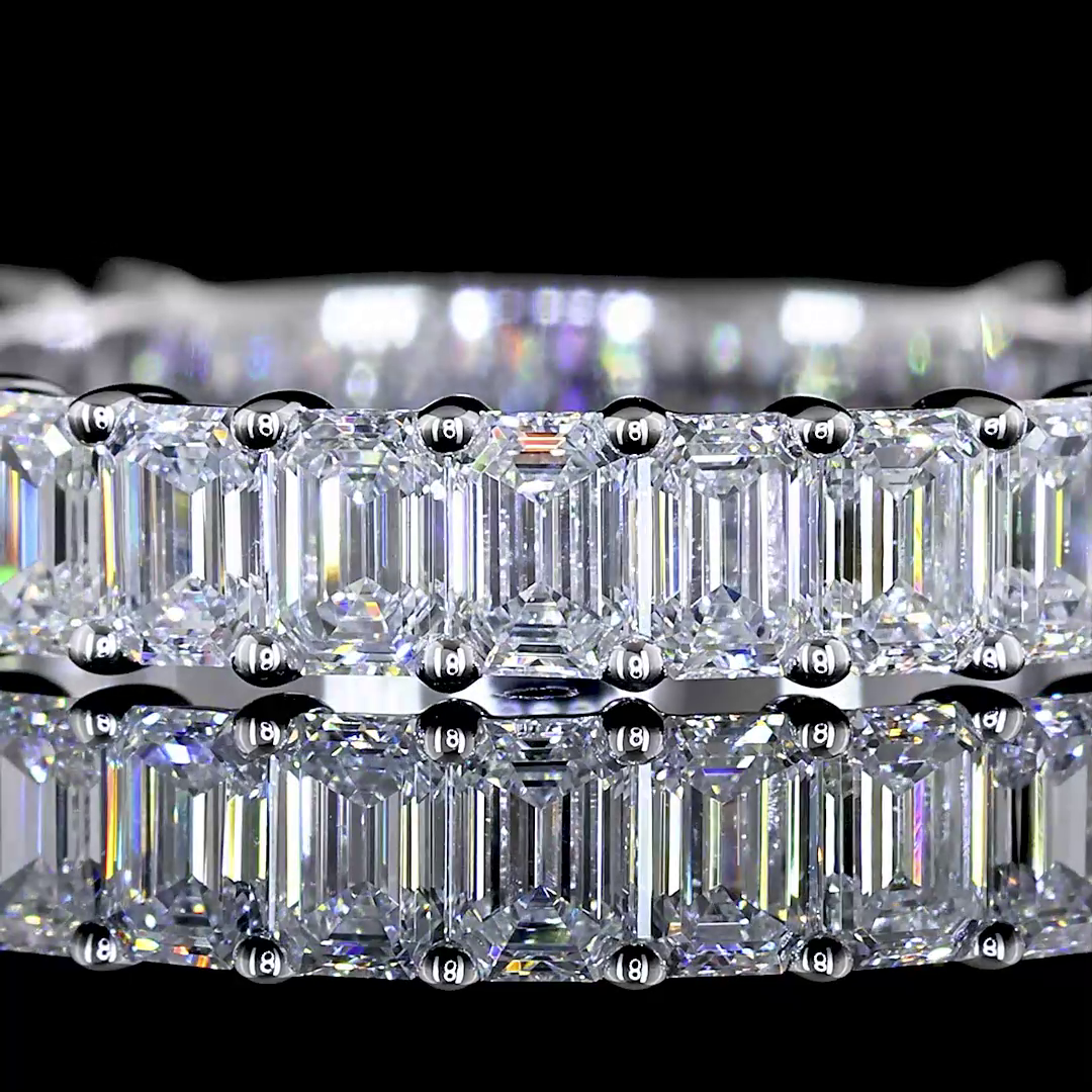 2.03 CTTW Emerald Lab Diamond 3/4 Eternity Band Sz. 6.5 14k White Gold (E Color and VS/VVS2 Clarity)