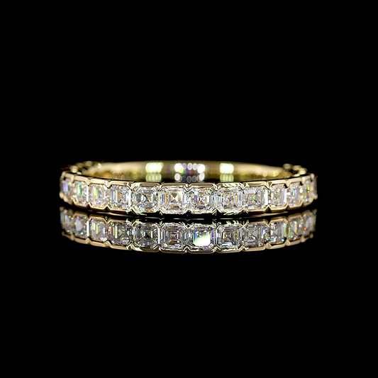 1.10 CTTW Asscher Lab Diamond 3/4 Eternity Band Sz. 6.5 14k Yellow Gold E Color and VS1 Clarity jewelry-spot-usa