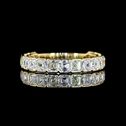 1.93 CTTW Asscher Lab Diamond 3/4 Eternity Band Sz. 6.5 14k Yellow Gold (E Color and VS Clarity)