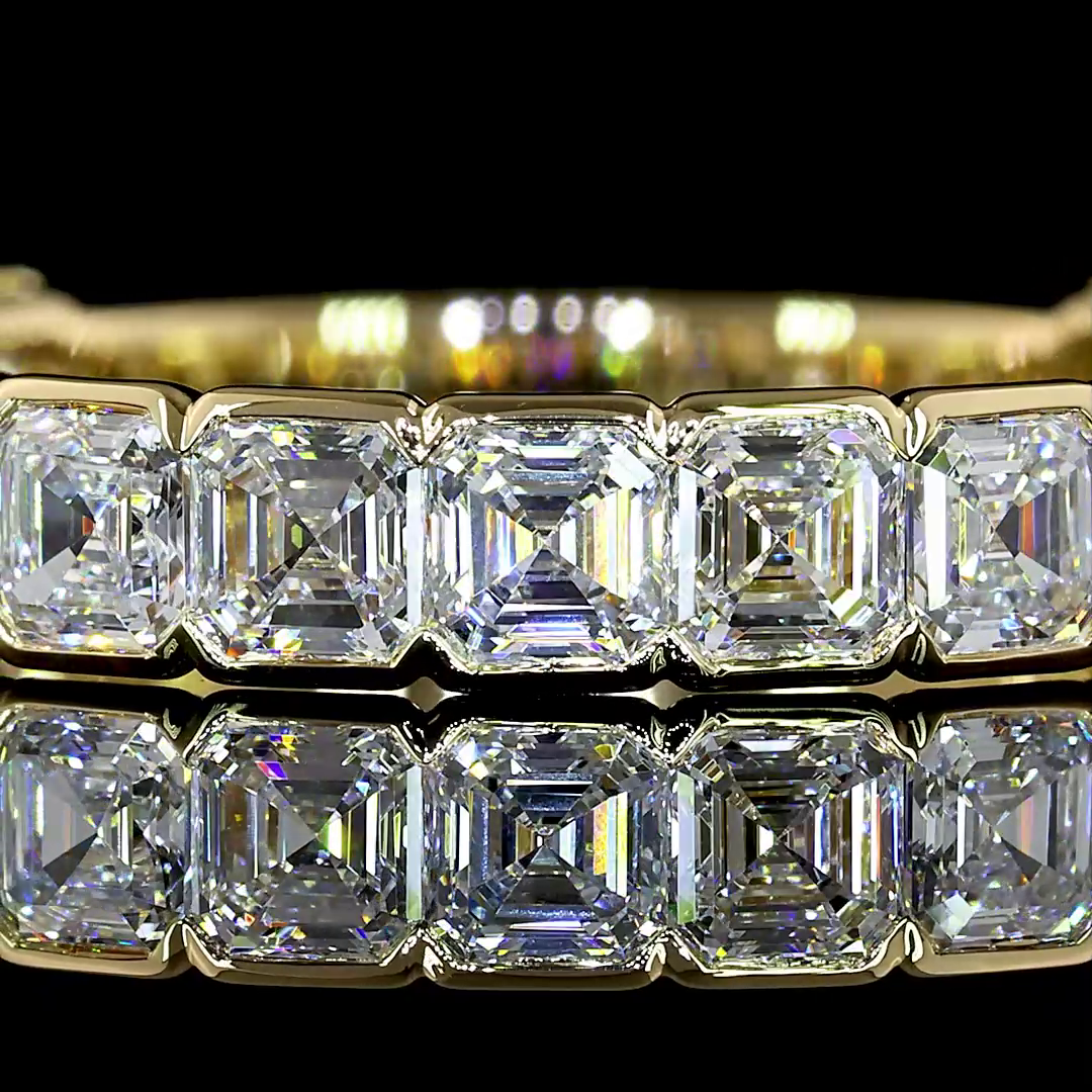 1.93 CTTW Asscher Lab Diamond 3/4 Eternity Band Sz. 6.5 14k Yellow Gold (E Color and VS Clarity)