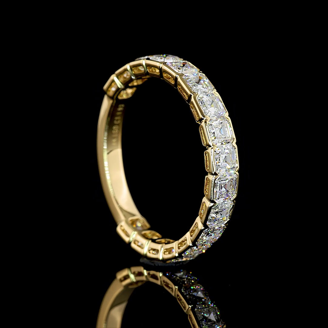 1.93 CTTW Asscher Lab Diamond 3/4 Eternity Band Sz. 6.5 14k Yellow Gold (E Color and VS Clarity)