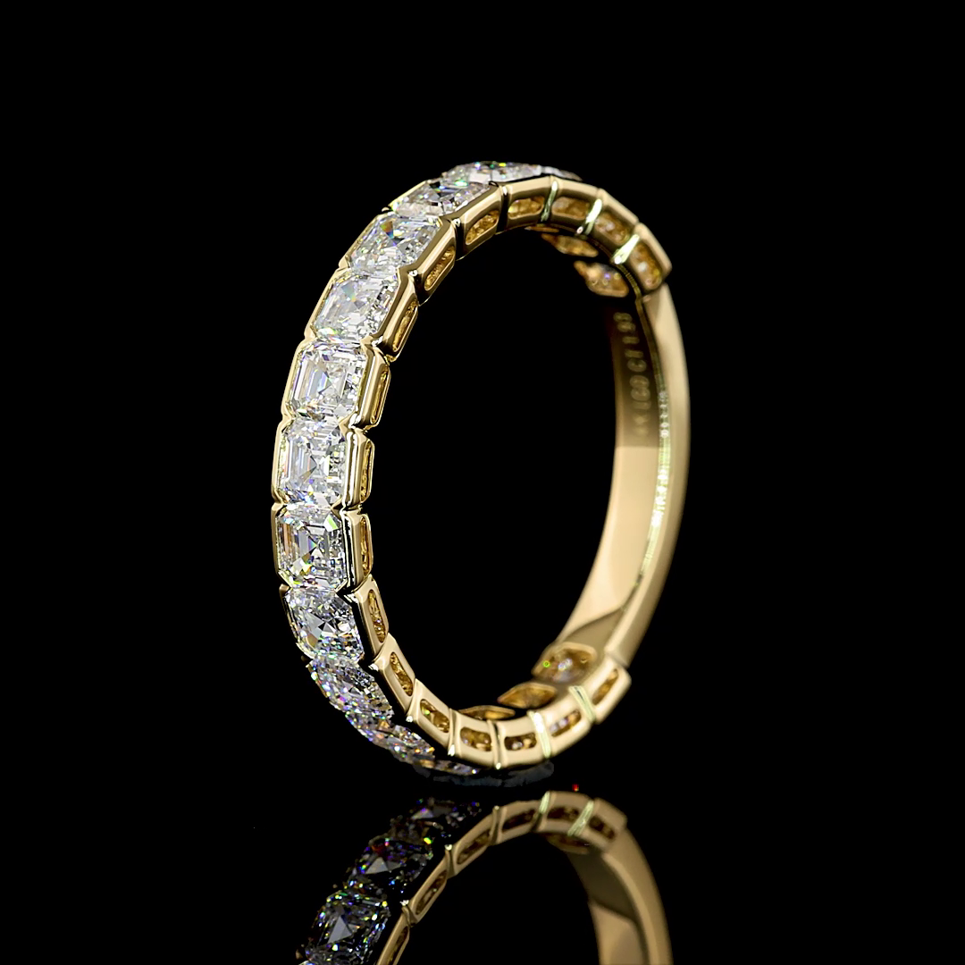 1.93 CTTW Asscher Lab Diamond 3/4 Eternity Band Sz. 6.5 14k Yellow Gold (E Color and VS Clarity)