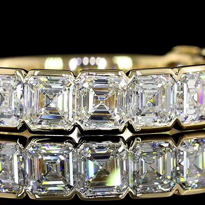 2.97 CTTW Asscher Lab Diamond 3/4 Eternity Band Sz. 6.5 14k Yellow Gold (F Color and VS1 Clarity)