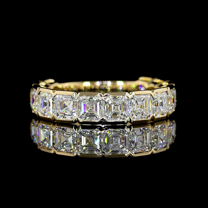 4.15 CTTW Asscher Lab Diamond 3/4 Eternity Band Sz. 6.5 14k Yellow Gold (E Color and VS1 Clarity)