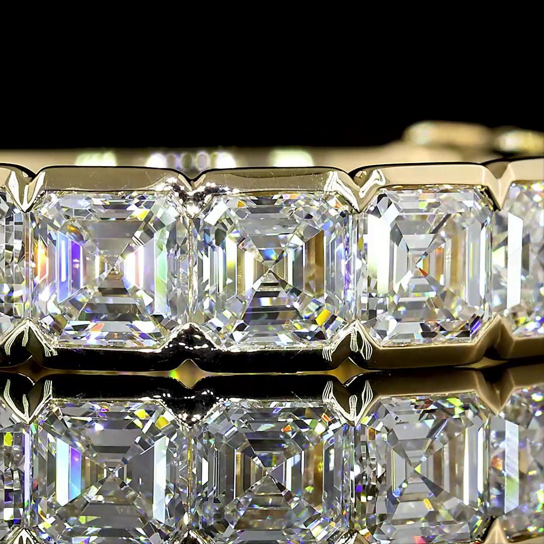 4.15 CTTW Asscher Lab Diamond 3/4 Eternity Band Sz. 6.5 14k Yellow Gold (E Color and VS1 Clarity)