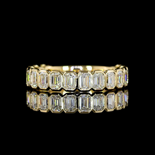 2.11 CTTW Emerald Lab Diamond 3/4 Eternity Band Sz. 6.5 14k Yellow Gold (E Color and VS Clarity)