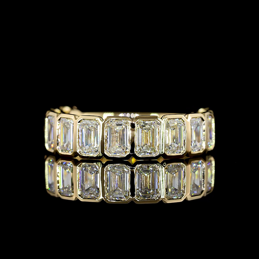 3.10 CTTW Emerald Lab Diamond 3/4 Eternity Band Sz. 6.5 14k Yellow Gold (E Color and VS Clarity)