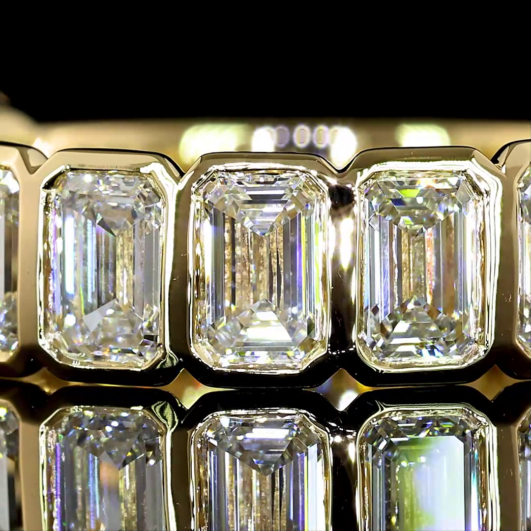 3.10 CTTW Emerald Lab Diamond 3/4 Eternity Band Sz. 6.5 14k Yellow Gold E Color and VS Clarity jewelry-spot-usa