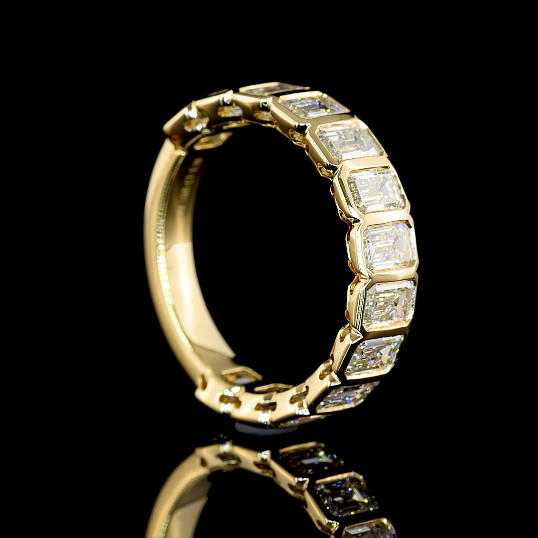 3.10 CTTW Emerald Lab Diamond 3/4 Eternity Band Sz. 6.5 14k Yellow Gold E Color and VS Clarity jewelry-spot-usa