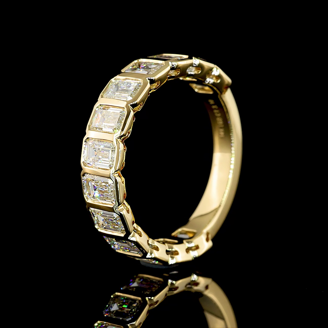 3.10 CTTW Emerald Lab Diamond 3/4 Eternity Band Sz. 6.5 14k Yellow Gold E Color and VS Clarity jewelry-spot-usa