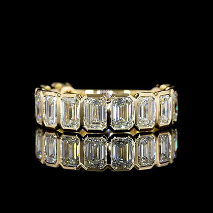 4.15 CTTW Emerald Lab Diamond 3/4 Eternity Band (E Color and VS Clarity)