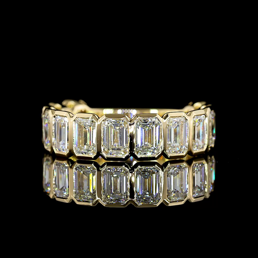 4.15 CTTW Emerald Lab Diamond 3/4 Eternity Band Sz. 6.5 14k Yellow Gold (E Color and VS Clarity)