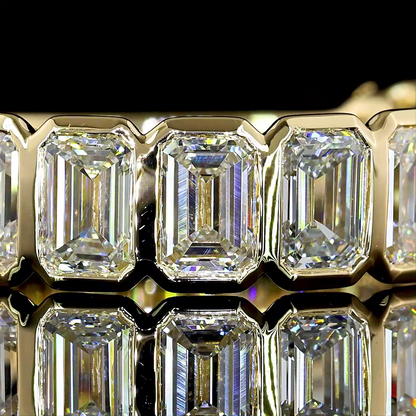 4.15 CTTW Emerald Lab Diamond 3/4 Eternity Band (E Color and VS Clarity)
