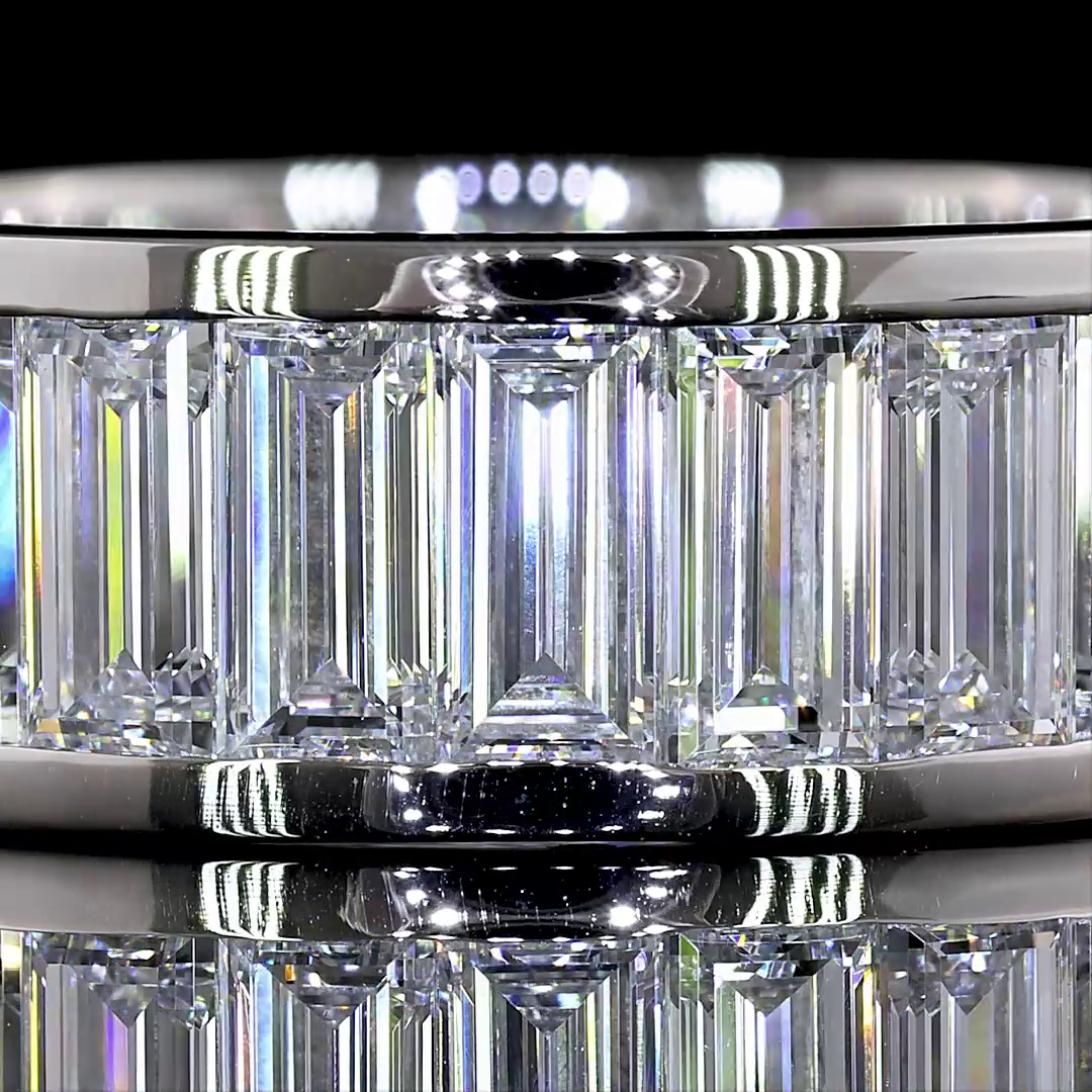 6.50 CTTW Baguette Lab Diamond Full Eternity Sz. 7 Platinum (E Color and VS Clarity)