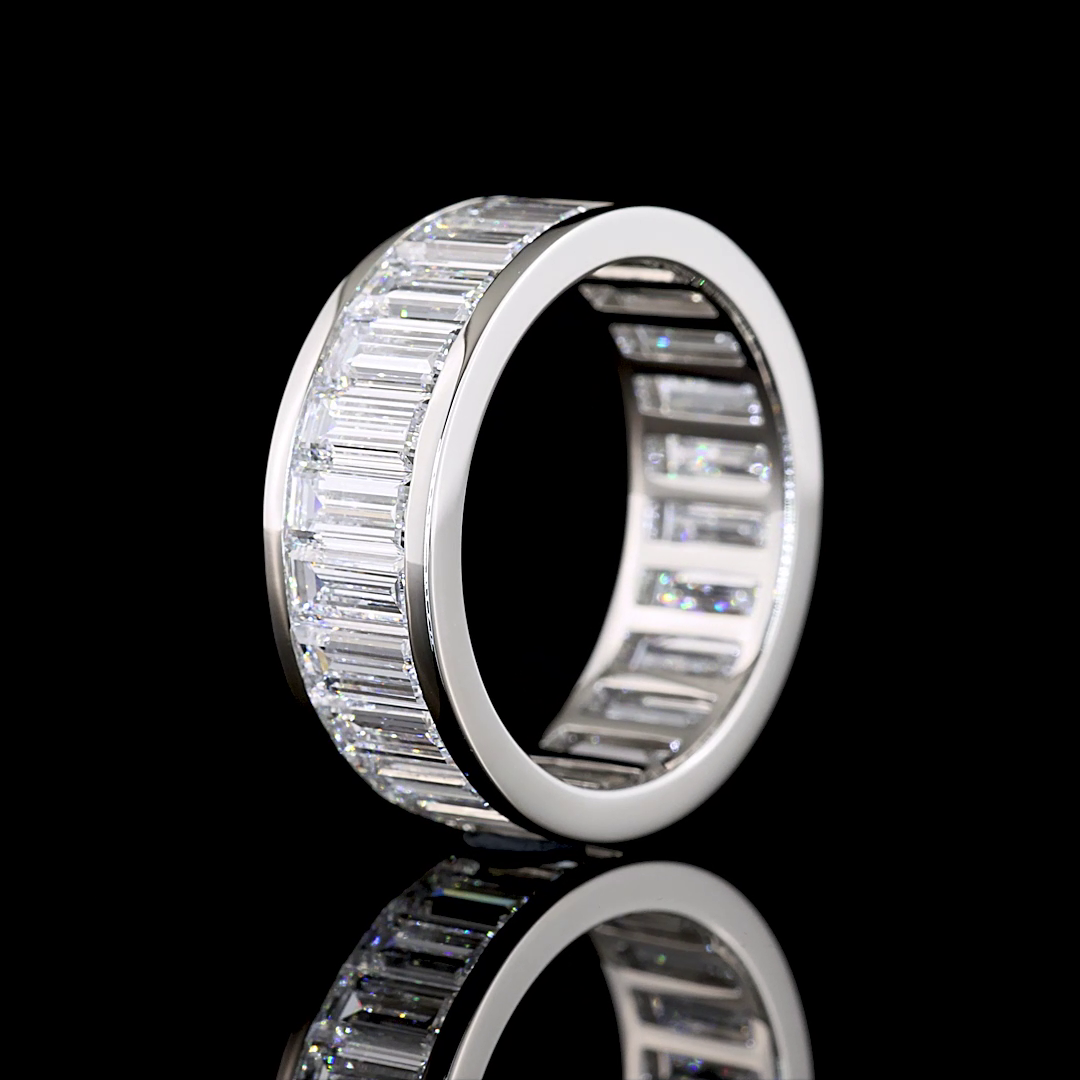 6.50 CTTW Baguette Lab Diamond Full Eternity Sz. 7 Platinum (E Color and VS Clarity)