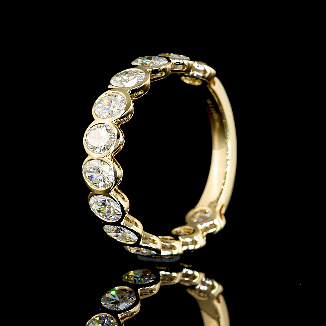 2.05 CTTW Oval Lab Diamond 3/4 Eternity Band Sz. 6.5 14k Yellow Gold (E Color and VS Clarity)