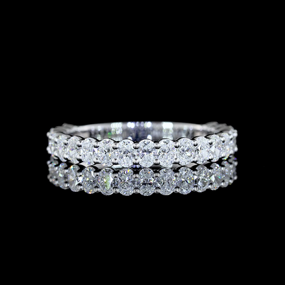 1.10 CTTW Oval Lab Diamond 3/4 Eternity Band Sz. 6.5 14k White Gold (E Color and VS Clarity)