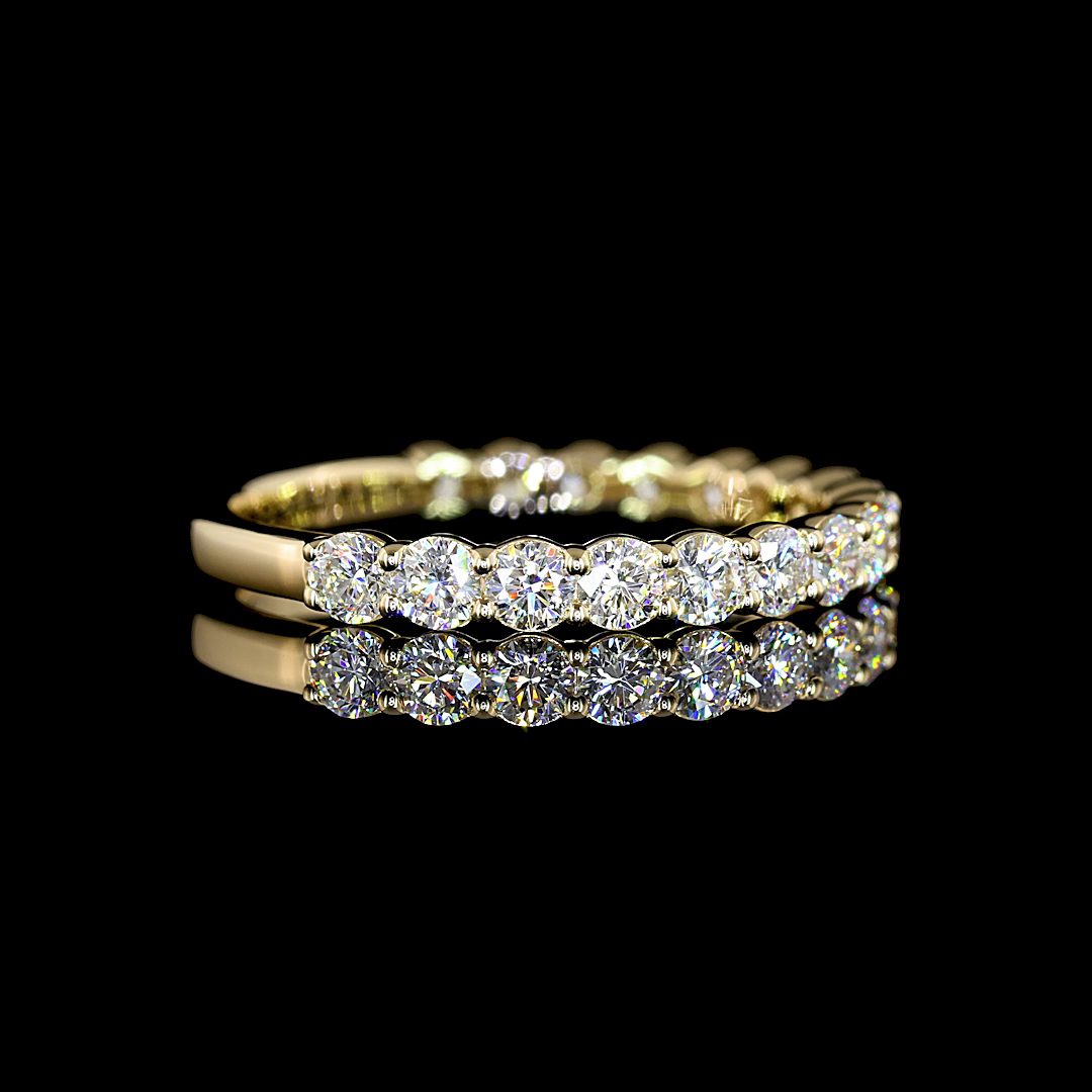0.99 CTTW Round Lab Diamond 3/4 Eternity Band Sz. 6.5 14k Yellow Gold (E Color and VS Clarity)