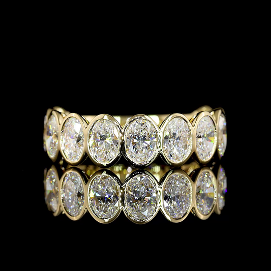 2.97 CTTW Oval Lab Diamond 3/4 Eternity Band Sz. 6.5 14k Yellow Gold (E Color and VS Clarity)