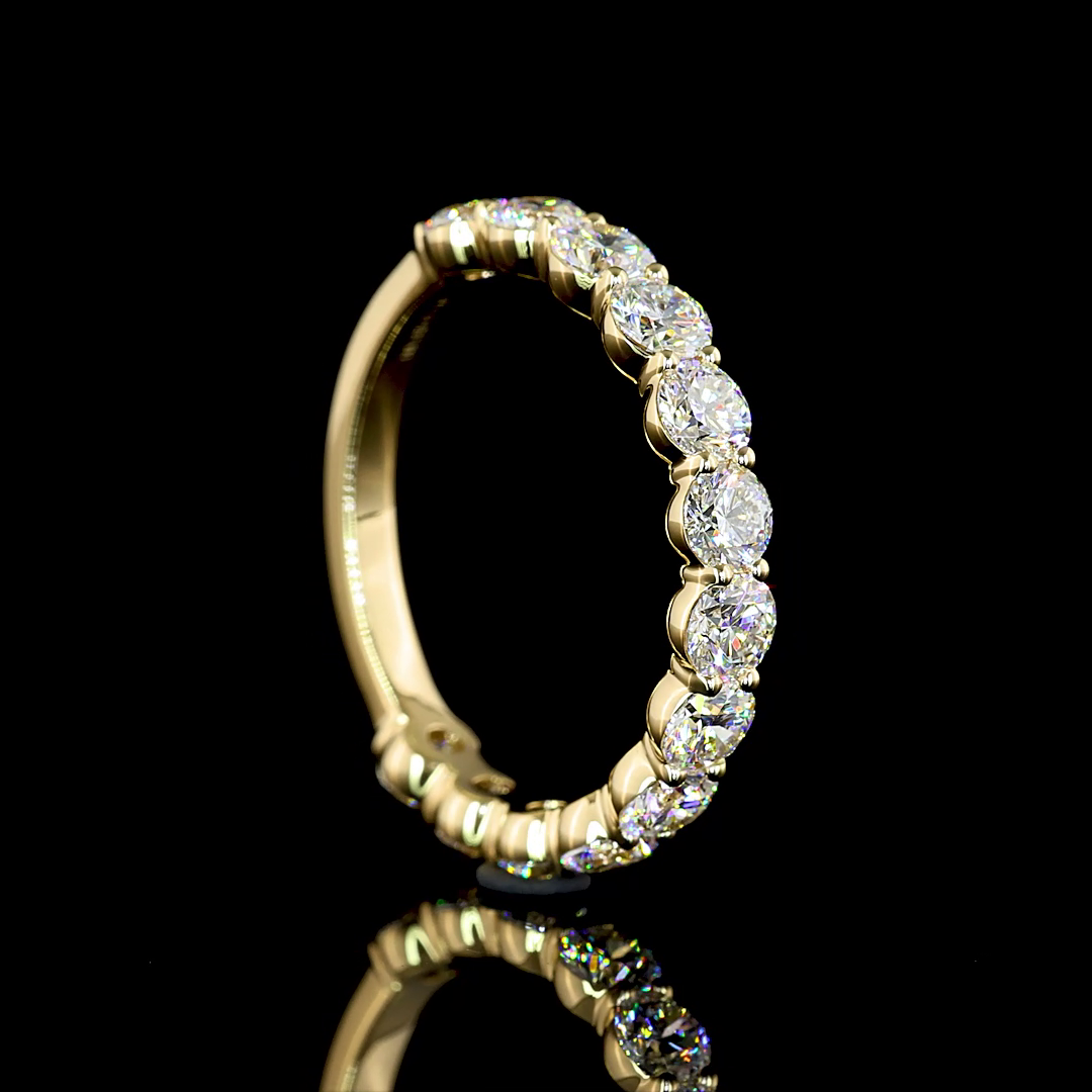 1.89 CTTW Round Lab Diamond 3/4 Eternity Band Sz. 6.5 14k Yellow Gold (E Color and VS Clarity)