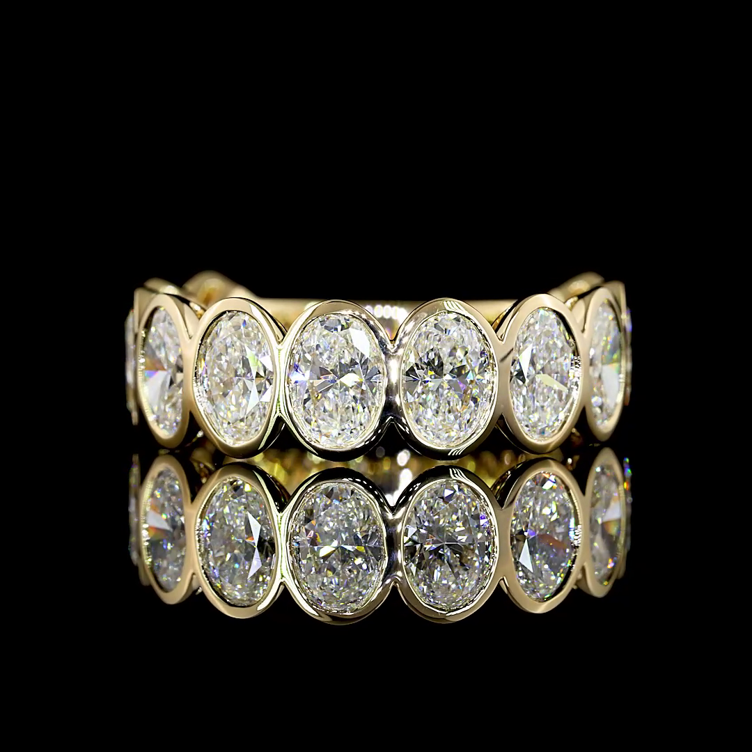 4.10 CTTW Oval Lab Diamond 3/4 Eternity Band Sz. 6.5 14k Yellow Gold (E Color and VS Clarity)