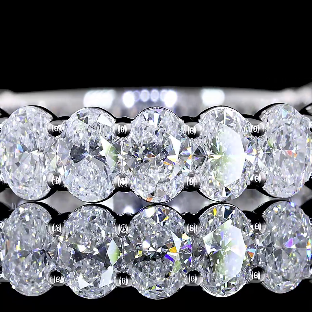 1.93 CTTW Oval Lab Diamond 3/4 Eternity Band Sz. 6.5 14k White Gold E Color and VS Clarity jewelry-spot-usa
