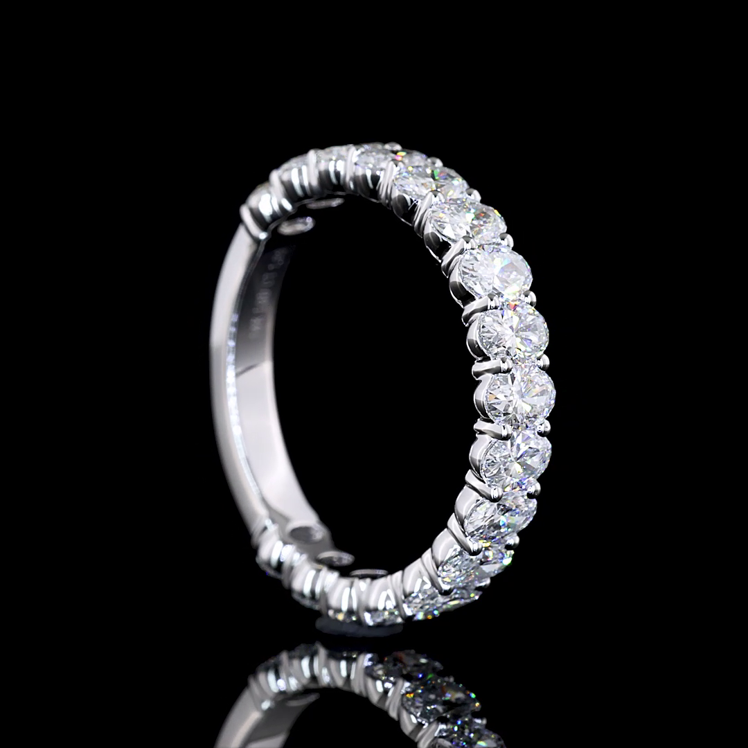 1.93 CTTW Oval Lab Diamond 3/4 Eternity Band Sz. 6.5 14k White Gold E Color and VS Clarity jewelry-spot-usa