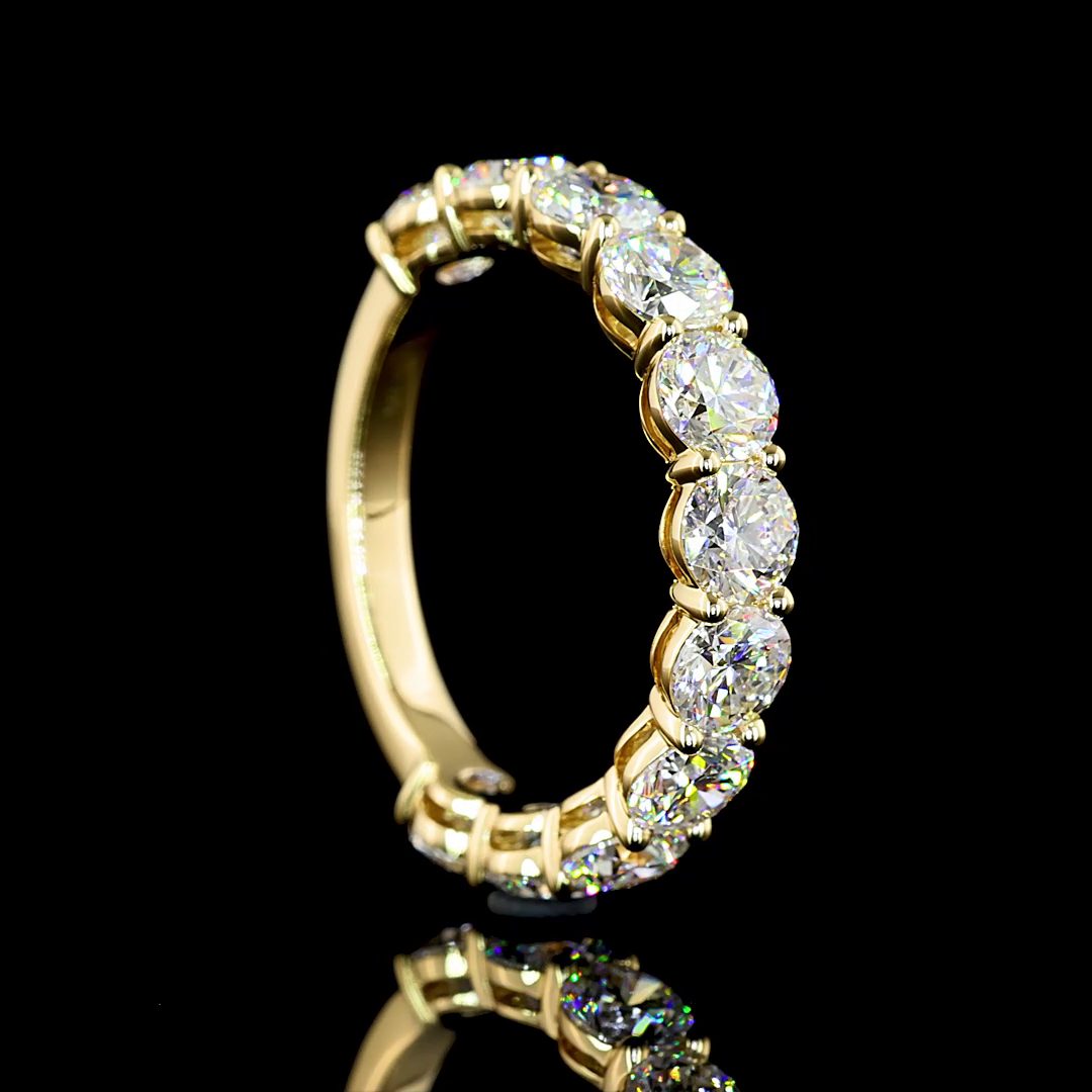 2.95 CTTW Round Lab Diamond 3/4 Eternity Band Sz. 6.5 14k Yellow Gold (E Color and VS Clarity)