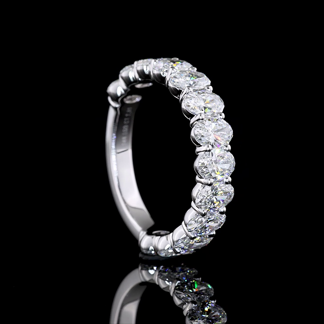 2.81 CTTW Oval Lab Diamond 3/4 Eternity Band Sz. 6.5 14k White Gold (E Color and VS Clarity)
