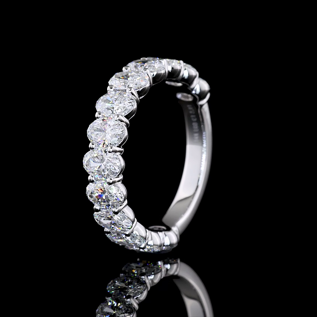 2.81 CTTW Oval Lab Diamond 3/4 Eternity Band Sz. 6.5 14k White Gold (E Color and VS Clarity)